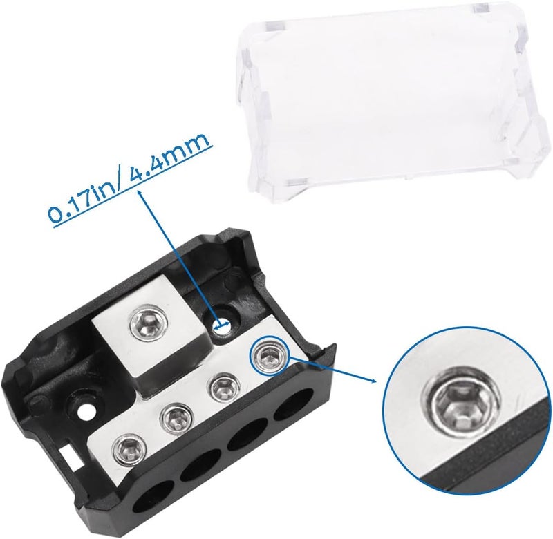 Seamaka 2PCS 4 Way Power Distribution Block,0/2/4 AWG Gauge in 4/8/10 Gauge Out,Amp Distribution Connecting Block for Car Audio Splitter O-072-2PCS - Image 5